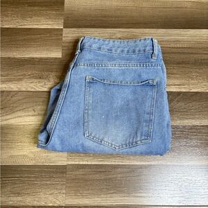 Men's Light Wash Blue Denim Straight Leg Jeans Cotton Polyester 5-Pocket